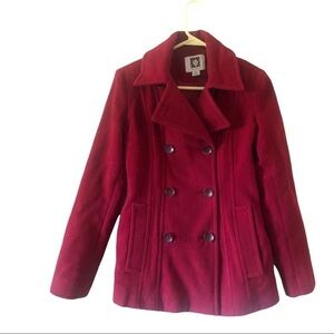 ANNE KLEIN Womens red Peacoat Coat  Size SP